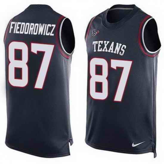 Nike Texans #87 C J  Fiedorowicz Navy Blue Team Color Mens Stitched NFL Limited Tank To